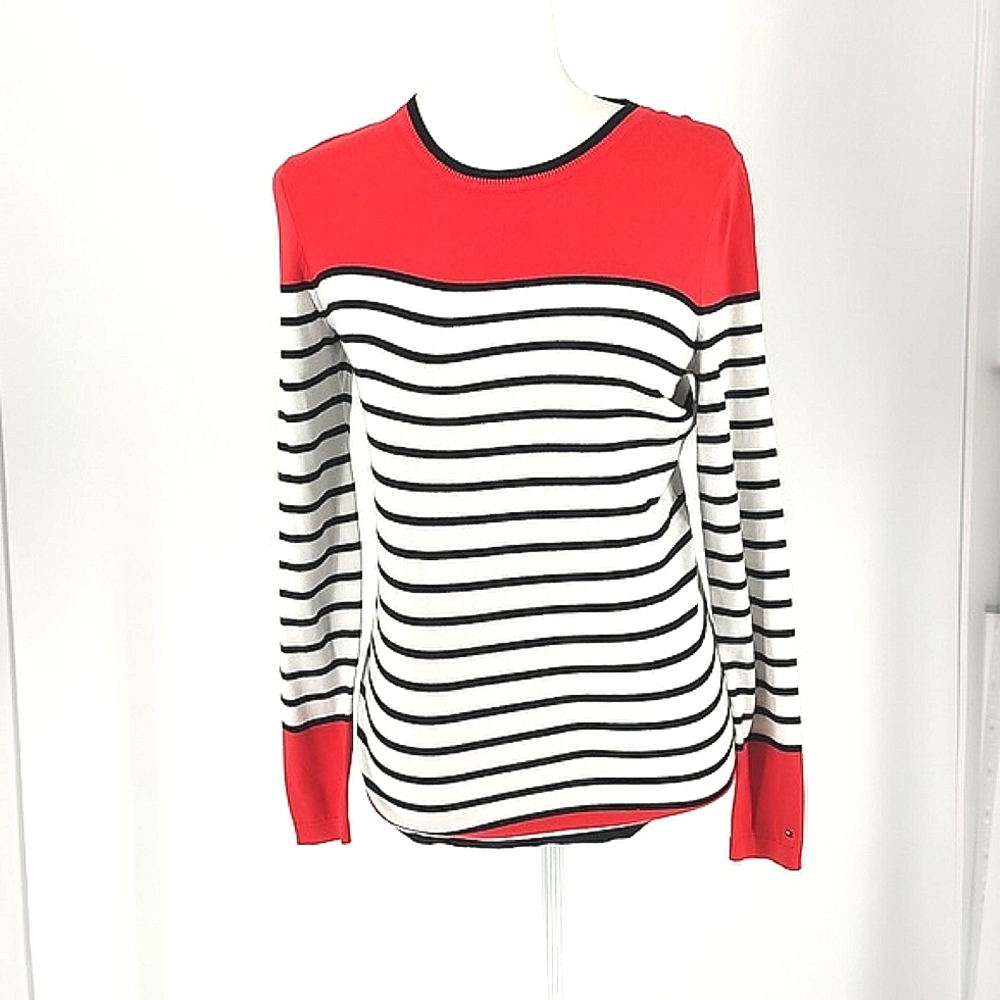 Tommy Hilfiger Striped Colorblock Lucky Crew Neck Long Sleeve, NWT, SIZE XS